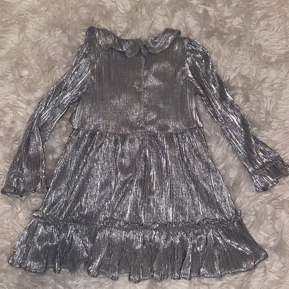 Janie and Jack Silver Plisse Dress - Picture 4 of 5